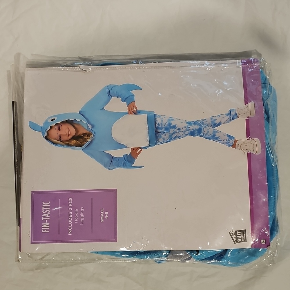 Shark Fin-Tastic Kids Small 4-6 Two pc Costume Pullover Hoodie & Leggings New